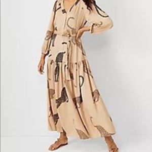 Ann Taylor Cheetah Flare Maxi Dress In Mid Camel